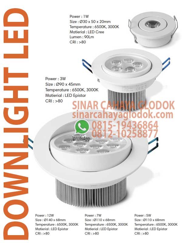 lampu downlight led 12w
